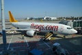 Pegasus airlines aircraft in Vaclav Havel Prague Airport Royalty Free Stock Photo