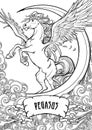 Pegasus concept drawing for the coloring book