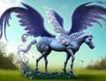 Pegasus fantasy horse, Generative AI Illustration