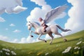 Pegasus fantasy horse, Generative AI Illustration