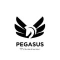 Pegasus Fly Horse, Black Horse, Design Inspiration Vector logo