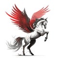 Pegasus Flying Horse. Majestic Pegasus Vector Logo Mascot Design Illustration