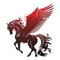 Pegasus Flying Horse. Majestic Pegasus Vector Logo Mascot Design Illustration