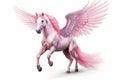 Pegasus. Flying horse with pink wings on a white background Royalty Free Stock Photo
