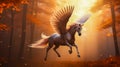 Pegasus Flying White Horse Wings Mythical Fairytale Fantasy Illustration Screen Saver 16:9