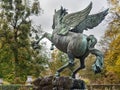Pegasus Fountain by sculptor Kaspar Gras. Mirabellgarten or Mirabell garden is garden of Mirabell Palace in Salzburg. Austria