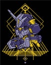 Pegasus gundam sacred geometry head for t-shirt and sticker design