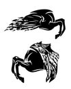 pegasus horse legs and wings black and white vector outline