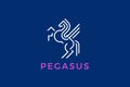 Pegasus Horse Logo Abstract Design Linear Outline Luxury Geometric Heraldic Style Royalty Free Stock Photo