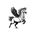 Pegasus Icon hand draw black colour mythical logo symbol perfect