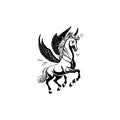 Pegasus Icon hand draw black colour mythical logo symbol perfect