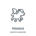 pegasus icon vector from fantastic characters collection. Thin line pegasus outline icon vector illustration Royalty Free Stock Photo