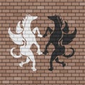 Pegasus illustration in brick wall