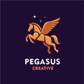 Pegasus logo with golden color vector Royalty Free Stock Photo