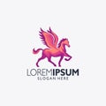 Pegasus logo vector horse with wing design concept Royalty Free Stock Photo