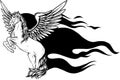 Pegasus mythological winged horse . Black and white tattoo vector