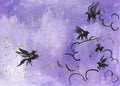 Pegasus. Pegasus on a purple background. Horses with wings, sky, clouds. A bright watercolor illustration.