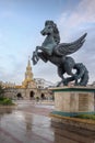 Pegasus Statue, Gate and Clock Tower - Cartagena de Indias, Colombia Royalty Free Stock Photo