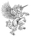 Pegasus Unicorn Rearing Rampant Crest Wings Horse