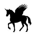 Pegasus Unicorn silhouette mythology symbol fantasy tale.