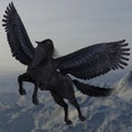 Pegasus in Black, 3D Illustration