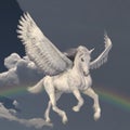 Pegasus white with Rainbow, 3D Illustration