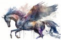 Pegasus watercolor predator animals wildlife, Watercolor Painting Artwork.