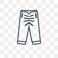 Pegged Pants vector icon isolated on transparent background, lin