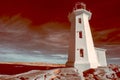 Peggy Cove Lighthouse, Nova Scotia, Canada in infrared Royalty Free Stock Photo