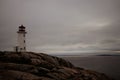 Peggy& x27;s Cove Lighthouse in the evening, Canada Royalty Free Stock Photo