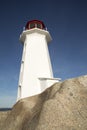 Rocky coast at Peggys Cove Lighthouse, Nova Scotia, Canada Royalty Free Stock Photo