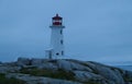 Peggy's Cove Lighthouse at sunset, Canada Royalty Free Stock Photo