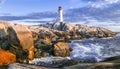 Peggy`s Cove Lighthouse at sunset