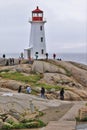 Peggy`s Cove Nova Scotia with misty sky