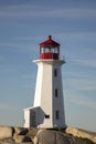Peggys Cove Lighthouse, Nova Scotia, Canada on rocky shores Royalty Free Stock Photo