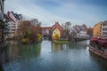 Pegnitz River and colorful view of Nuremberg Old Town - Nuremberg, Bavaria, Germany Royalty Free Stock Photo