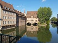 Pegnitz river in Nuremberg old town, in Germany Royalty Free Stock Photo