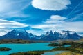 Pehoe lake and Guernos mountains landscape, national park Torres del Paine, Patagonia, Chile, South America