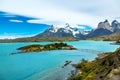 Pehoe lake and Guernos mountains landscape, national park Torres del Paine, Patagonia, Chile, South America Royalty Free Stock Photo