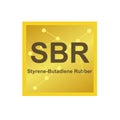 Vector symbol of styrene-butadiene rubber SBR polymer on the background from connected macromolecules Royalty Free Stock Photo