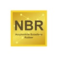 Vector symbol of Acrylonitrile butadiene rubber NBR polymer on the background from connected macromolecules isolated on white Royalty Free Stock Photo
