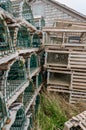 Pei wooden lobster traps stacked up Royalty Free Stock Photo