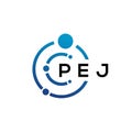 PEJ letter technology logo design on white background. PEJ creative initials letter IT logo concept. PEJ letter design Royalty Free Stock Photo