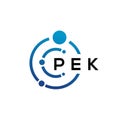 PEK letter technology logo design on white background. PEK creative initials letter IT logo concept. PEK letter design