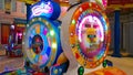 Pekanbaru, Indonesia - 15 April 2022 : an arcade game with lighted wheels in one of the malls in Indonesia