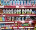 Pekanbaru-Indonesia, 13 January 2024 display of packaged milk or dairy products in the store.