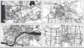 Pekanbaru, Palembang, Padang and Medan Indonesia City Maps in Black and White Color