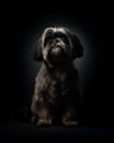 Pekingese dog photo, black background, studio photo