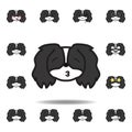 pekingese emoji kissing closed eyes multicolored icon. Set of pekingese emoji illustration icons. Signs, symbols can be used for