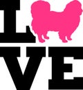 Pekingese love with pink silhouette